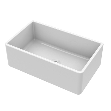 Fireclay Ceramic Rectangular White Kitchen Sink - No Faucet