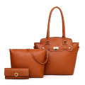 Sweet color 3pcs leather lady hand bag