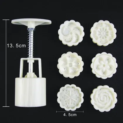 6-Piece Mooncake Baking Mold Set: Tools for Perfectly Shaped Mooncakes
