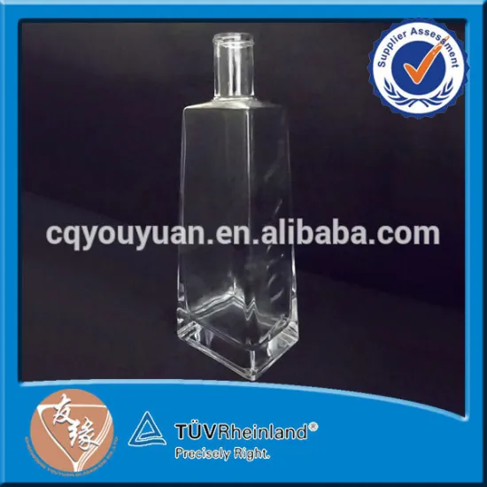 Custom triangle shape transparent glass personalized vodka bottle