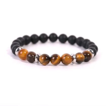 8MM Yellow Tiger Eye Stone Matte Onyx Stretch Bracelet