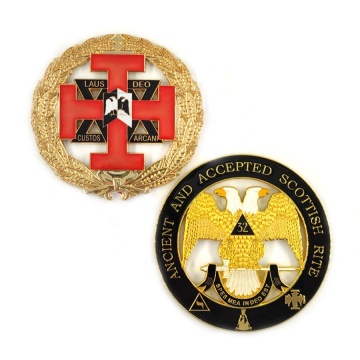 ตราสัญลักษณ์และตราสัญลักษณ์รถสามล้อที่กำหนดเอง: Grand Master Jewel &amp; Scottish Rite Decor