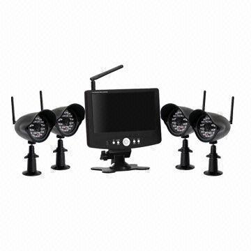 7-inch Wireless LCD/DVR Combo Security System with 4-piece Plastic Cameras