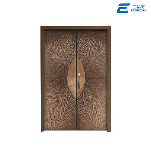 Puerta de entrada de villa contemporánea de aluminio fundido con panel completo