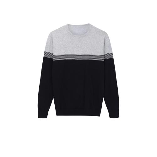 Men's Knitted Multi-Color Striped Crew-neck Base Pullover