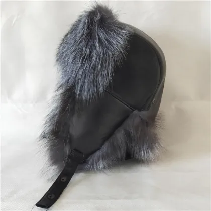 Winter Hat Fur Hat Russian Men Hunting Hat Real Silver Fox Fur Hats