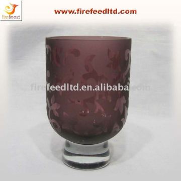 purple glass candle holder