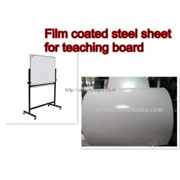 Film coated steel sheet for teaching board