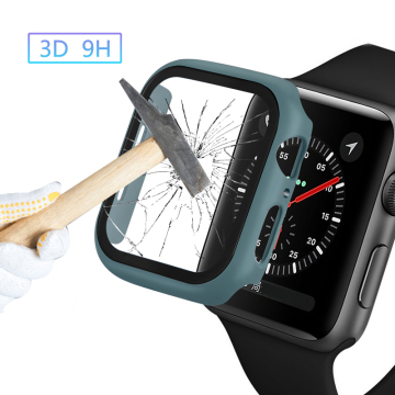 Anti-Scratch Hybrid Hard PC Full Tempered Glass Cover for Apple Watch 2/3/4/5/6/SE Series (38/40/42/44mm) - Retail Box Included