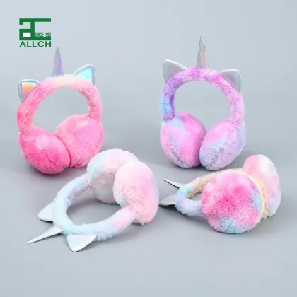 Winter Unicorn Sequin Earmuffs: Cute and Warm Plush Ear Muffs - ALLCH