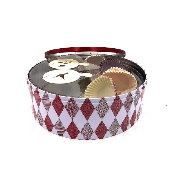 DADI Round Biscuit Tin Box with Transparent Window