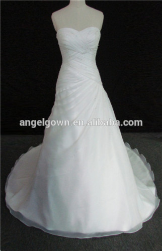 Organza beading layerred sheath wedding dress of long tail sheath wedding dress with frills