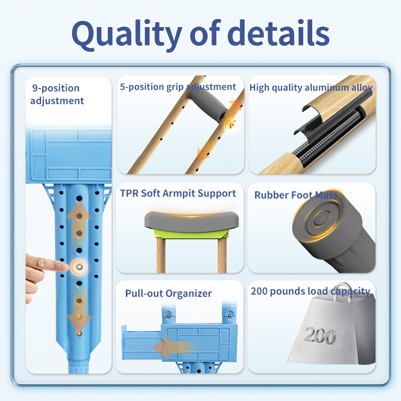 Young People's Double Young Handsome Foldable Auxiliary Crutches Rehabilitation Therapy Supplies for Fractures2