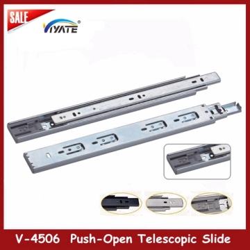 push to open drawer slide with 3 section device ball bearing rebound