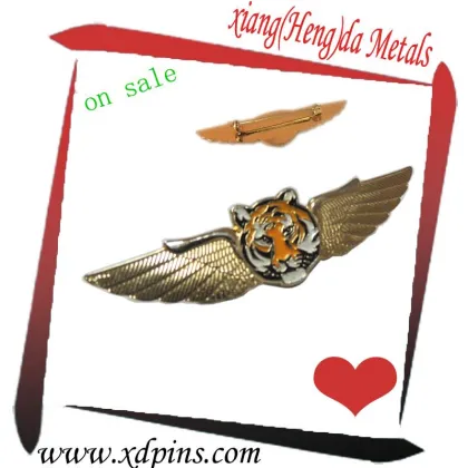 Gold USA eagle wing shaped metal pin badge
