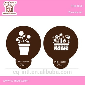 PET Royal icing Potted Flower Sugarcraft stencil