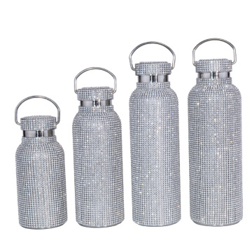 Flaccatore a vuoto Termos incrostati a diamante da 500 ml set di bocce inossidabile con matraccio a vuoto diamantato