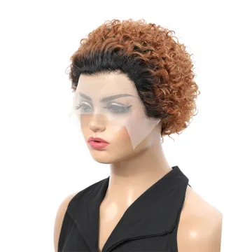 Wholesale 1B/30 Jerry Curl pixie cut Human Hair Wigs Short Cut Wig 100% Brazilian Curly Human Hair Wig For Black Women