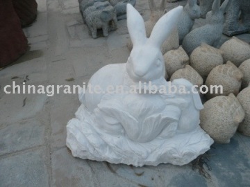 white marble rabbit carving