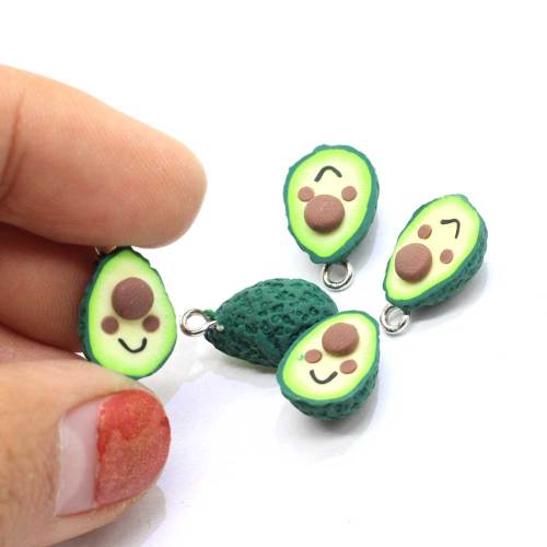 Kawaii Avocado Craft 3D Polymer Clay Ornament for Earring Making Key Chain Accessory