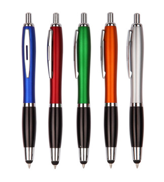 Curvy Plastic Pen With Stylus