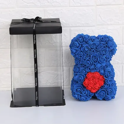 Wholesale Children's Day Gifts: Small Rose Flower Bear, PE Foam 25cm Rose Bear with Heart