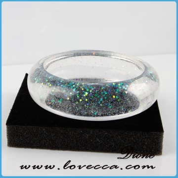 Glitter filled in resin bangle Christmas glitter clear eco-resin bracelet