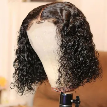30 jours de retour sans raison nouveaute cheveux humains 4 * 4 dentelle fermeture perruque Kinky Curly court Bob perruques