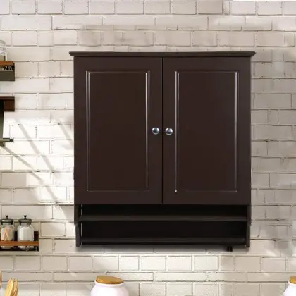 Double Door Wall Storage Cabinet Bathroom Furniture Black