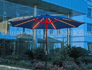 WOODEN UMBRELLA WITH TUBE LIGHT