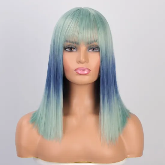 Wholesale With Bang Good Quality Cheap Cosplay Heat Resistant Long Sensationnel Straight Premium Ombre Synthetic Wig