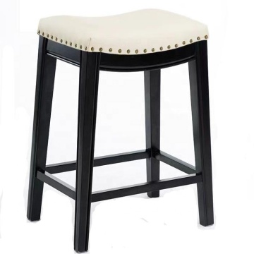 Contemporary Solid Wood Saddle Bar Stools for Kitchen & Restaurant