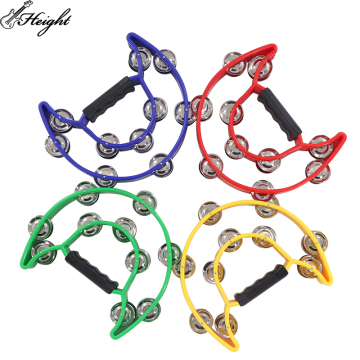 Small Percussion Musical Kids Toy: A Plastic KTV Half-Headed Bell and Tambourine Set