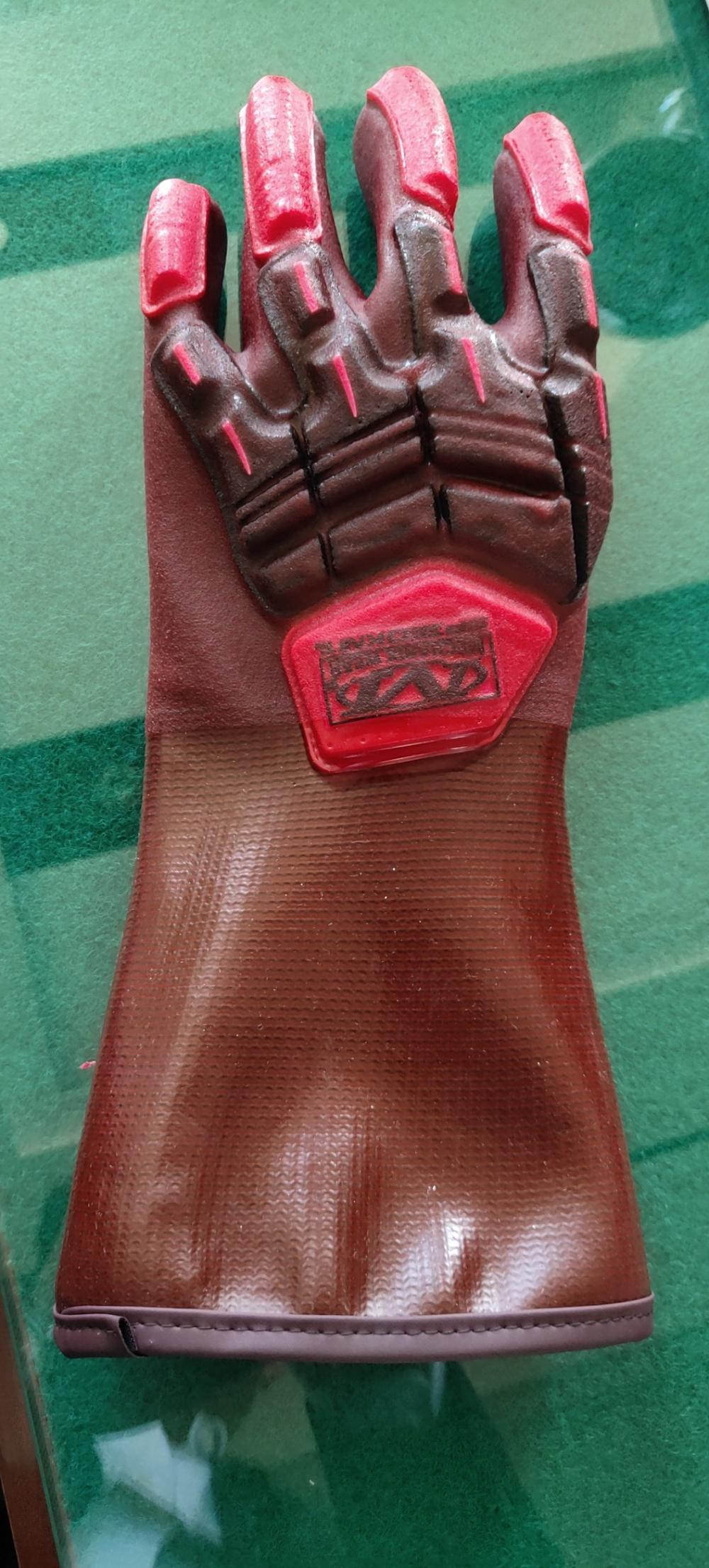 Red PVC Coated Glove TPR with Full Back of Hand Impact Guard