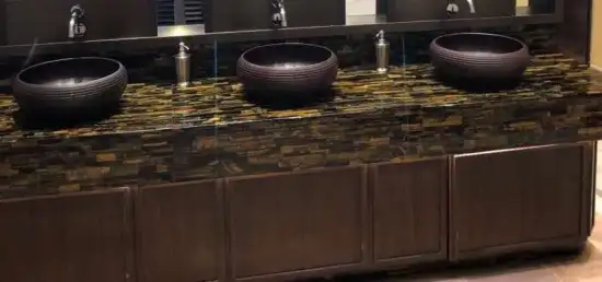 Yellow Tiger Eye stone washroom countertop