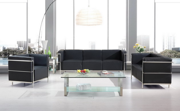 (SS-050) Commercial Furniture European Style PVC Office Sofa Set