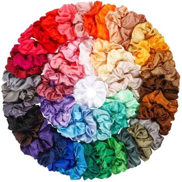 Wholesale Custom Logo Hair Ties Elastic Women Satin Scrunchies Silk Scrunchies" 

However, for better readability and SEO optimization, you might consider shortening it slightly:

"Custom Logo Hair Ties & Scrunchies - Wholesale Elastic Satin & Silk