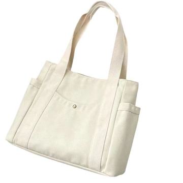 Bolso ecológico cremoso beige negro en blanco reutilizable