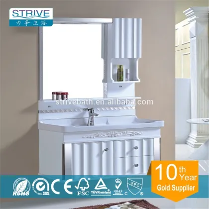 Sanitary ware pvc bathroom vanity with mirror cabinet