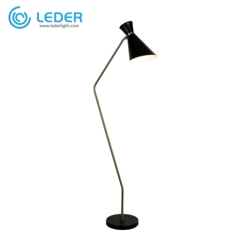 LEDER zwarte standaard vloerlamp