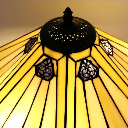 LongHuiJing Tiffany Lamp Yellow Hexagon Stained Glass Mission Style Lampshade
