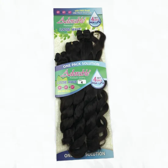 Adorable Wholesale heat resistant synthetic hair weft 4pcs 18"20"22" loose deep wave synthetic hair weaving free braid mixed
