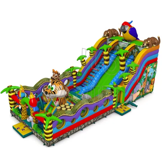 Big Jungle Park: Inflatable Bouncer House with Slide - Hot Sale Outdoor Wild Zoo Playground Castle