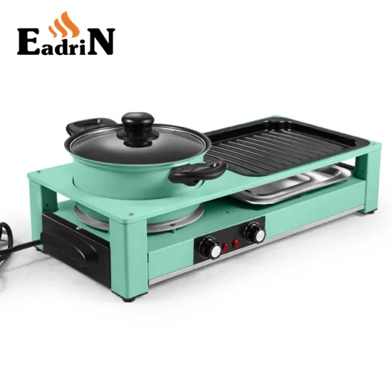 Indoor 2-in-1 Multi-Function Electric Grill Pan and Hot Pot: Versatile BBQ Electric Grills for Home Use