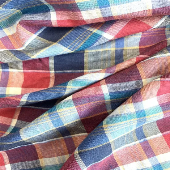 Colorful 100% Rayon Checked Yarn Dyed Plaid Fabric