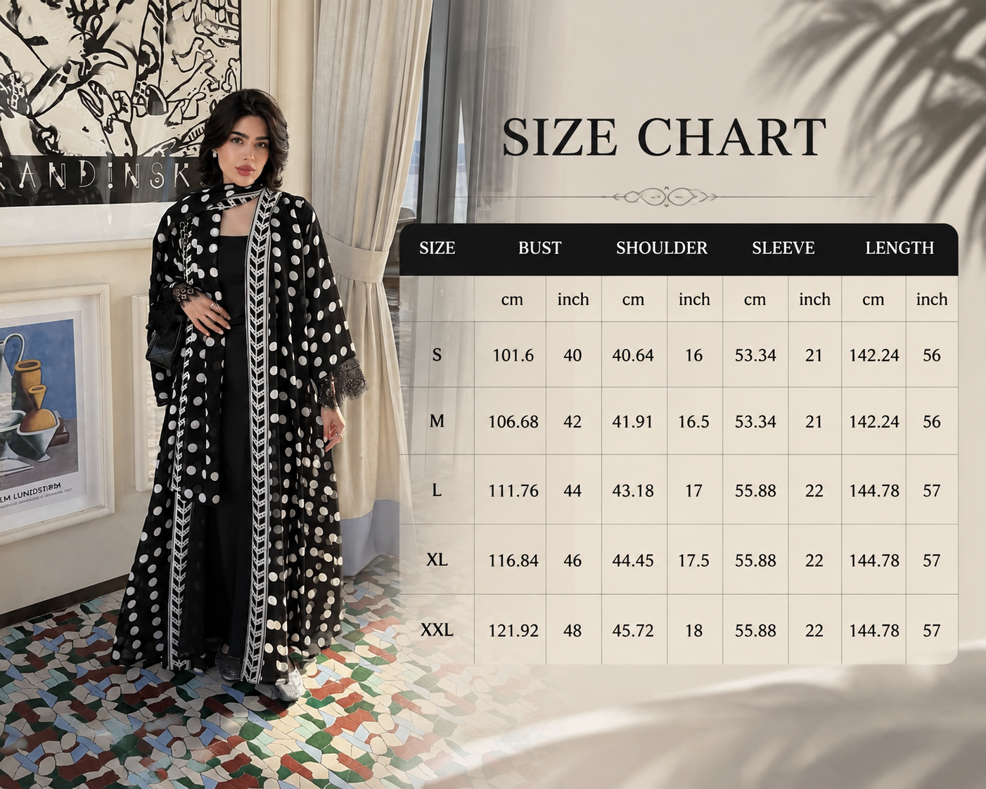 Polka Dot Chiffon Lace Abaya With Hijab