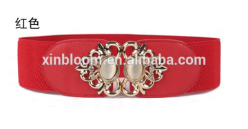 korea style all-match ladies and women diamond rhinestone PU buckle elastic wide waist belt for long down coat