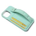 Green phone cover with card holder jacket strap