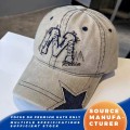 Topi Baseball yang Dicuci Tambalan Bintang Huruf M
