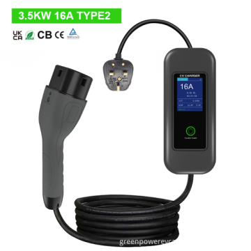 Factory Supply OEM Accepted 16A 3.5KW Portable Type 2 EV Charger